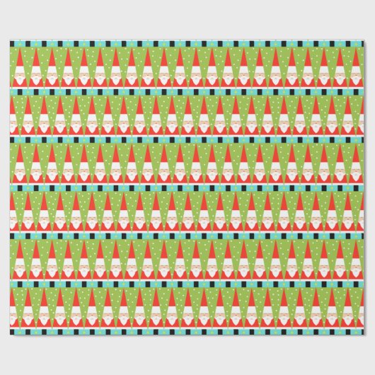 Retro Geometric Santa Wrapping Paper Geschenkpapier (Flach)