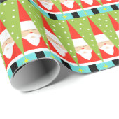 Retro Geometric Santa Wrapping Paper Geschenkpapier (Rolleneckpunkt)
