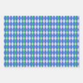 Retro Geometric Scandi Diamonds Blue & Green Geschenkpapier Set (Vorderseite)