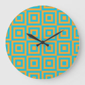 Retro Geometric Square Pattern – Bold Orange  Große Wanduhr (Vorderseite)