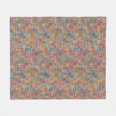 Retro Geometric Square Tile Pattern Fleecedecke (Vorderseite (Horizontal))