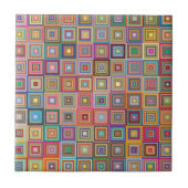 Retro Geometric Square Tile Pattern Fliese (Vorderseite)