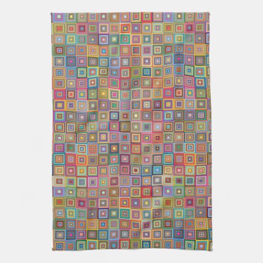 Retro Geometric Square Tile Pattern Geschirrtuch (Vertikal)