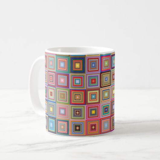 Retro Geometric Square Tile Pattern Kaffeetasse (Vorderseite Links)