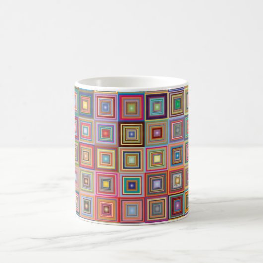 Retro Geometric Square Tile Pattern Kaffeetasse (Mittel)