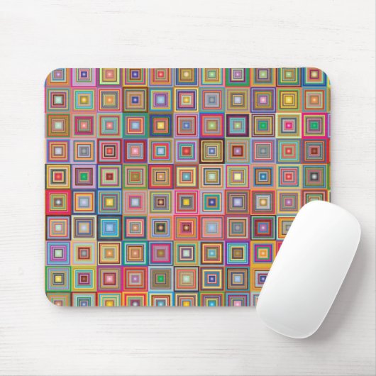 Retro Geometric Square Tile Pattern Mousepad (Mit Mouse)
