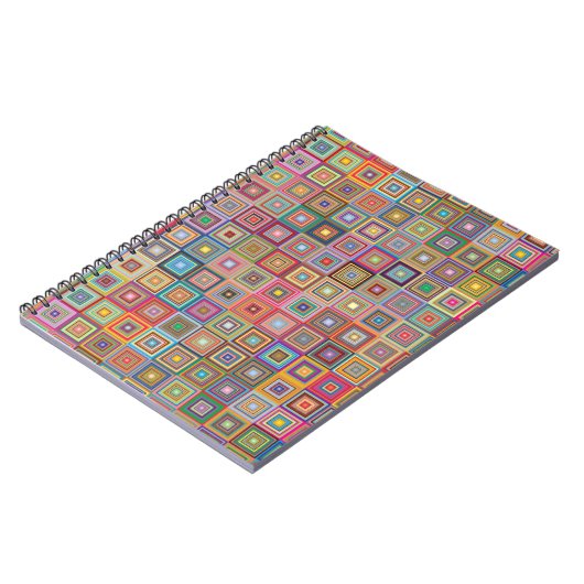 Retro Geometric Square Tile Pattern Notizblock (Linke Seite)