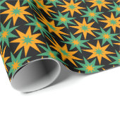 Retro Geometric Stars Pattern Birthday Gift Geschenkpapier (Rolleneckpunkt)