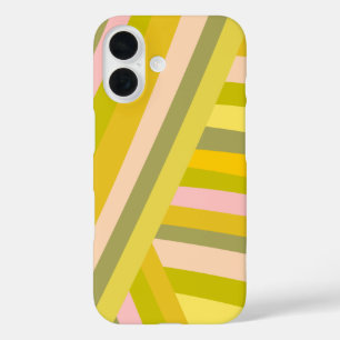Retro Geometric Strike Sommerlime Green Pink iPhone 16 Hülle
