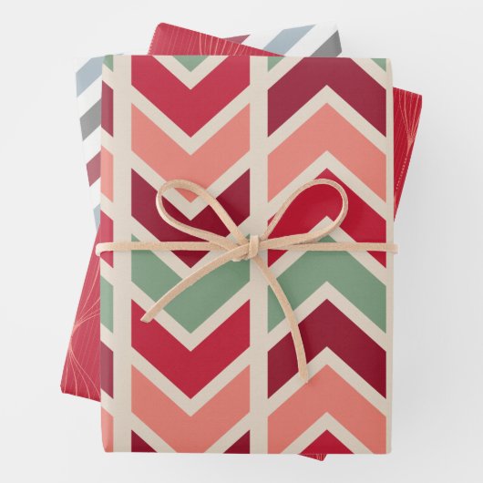 Retro Geometric Stripes Custom Holiday Weihnachten Geschenkpapier Set (Beispiel)