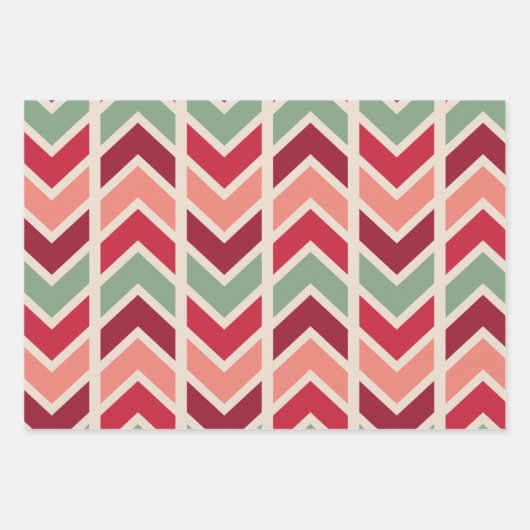 Retro Geometric Stripes Custom Holiday Weihnachten Geschenkpapier Set (Vorderseite)