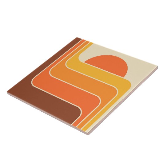 Retro Geometric Sun Design Fliese (Seite)