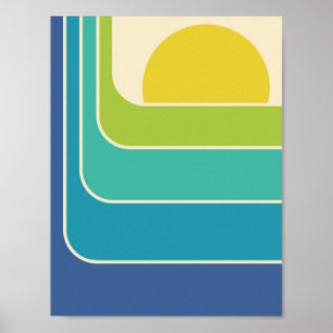 Retro Geometric Sun Design Poster
