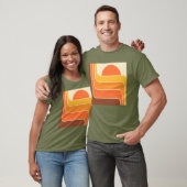 Retro Geometric Sun Design T-Shirt (Unisex)