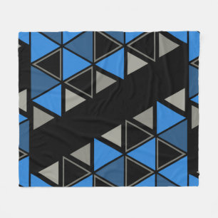 Retro Geometric Triangle Blue Silver Fleecedecke