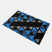 Retro Geometric Triangle Blue Silver Fußmatte (Schrägansicht)
