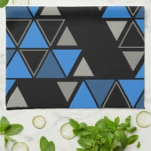 Retro Geometric Triangle Blue Silver Geschirrtuch (Gefaltet)