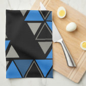 Retro Geometric Triangle Blue Silver Geschirrtuch (Viertel Falte)