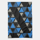 Retro Geometric Triangle Blue Silver Geschirrtuch (Vertikal)