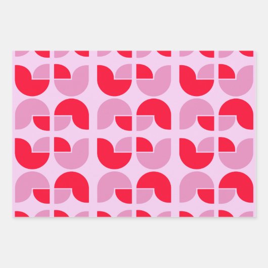 Retro Geometric Tulip Wrapping Gift Paper Geschenkpapier Set (Vorderseite 3)