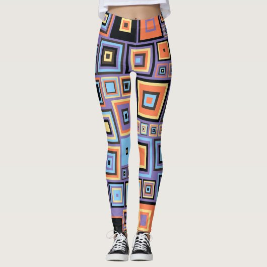 Retro Geometric Vintag 60er Vibe Leggings (Vorderseite)