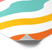 Retro Geometric Waves Orange Rosa Türkis Gelb Poster (Ecke)