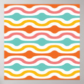Retro Geometric Waves Orange Rosa Türkis Gelb Poster (Vorne)