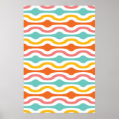 Retro Geometric Waves Orange Rosa Türkis Gelb Poster (Vorne)
