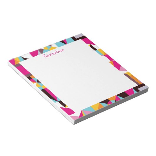 Retro Geometric Wild Psychedelic Pattern Notizblock (angewinkelt)