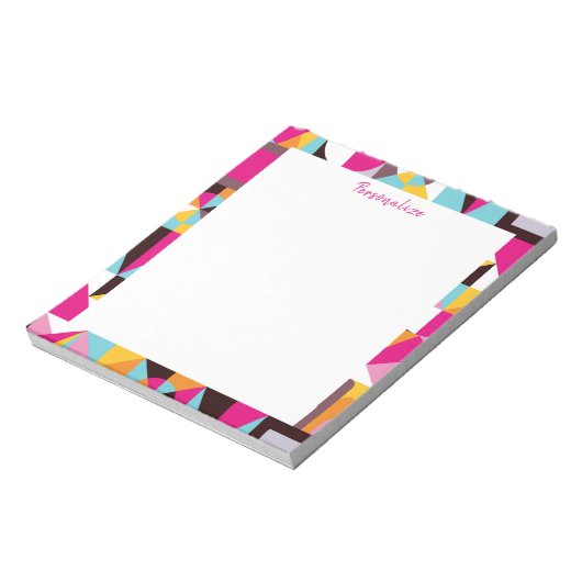 Retro Geometric Wild Psychedelic Pattern Notizblock (Rotiert)