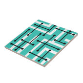 Retro Geometrie Art Maze Turquoise Fliese (Seite)