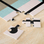 Retro Geometrie Art Maze Turquoise Gold Puzzle (Seite)