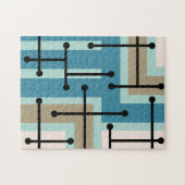 Retro Geometrie Art Maze Turquoise Gold Puzzle (Horizontal)
