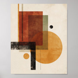 Retro-Geometrie – Minimale Wandkunst in Rost-Beige Poster