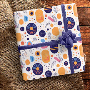 Retro Geometrisch Abstrakt Pat#7 Indigo ID1067 Geschenkpapier