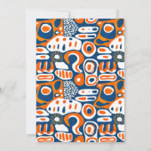 Retro geometrisch blau-orange weiß dankeskarte (Rückseite)