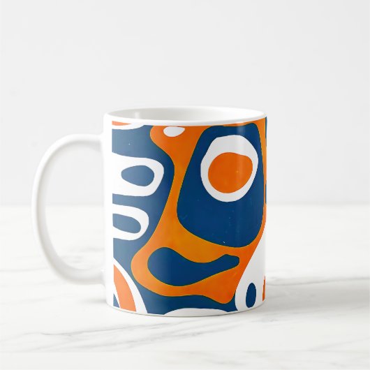 Retro geometrisch blau-orange weiß kaffeetasse (Links)