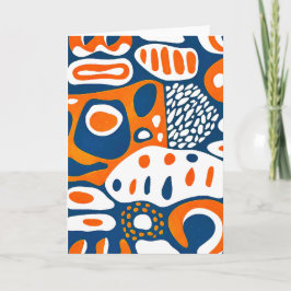 Retro geometrisch blau-orange weiß karte