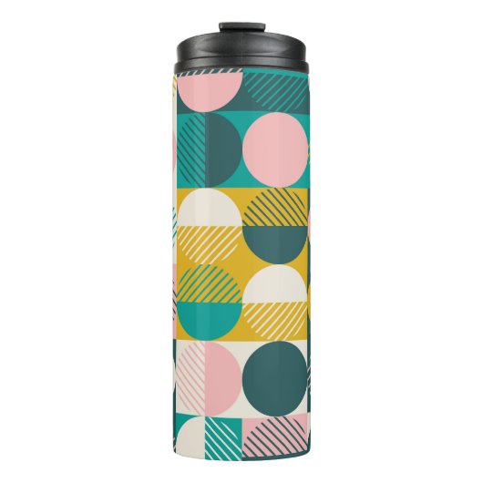 Retro geometrisch: modernes Vintages Muster. Thermosbecher (Vorderseite)
