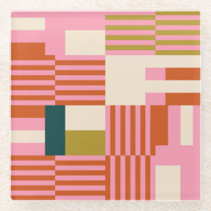 Retro-geometrische abstrakte Mosaik Glasuntersetzer