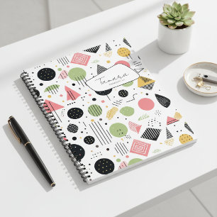 Retro-geometrische abstrakte Muster #2 Salbei-Pink Notizblock