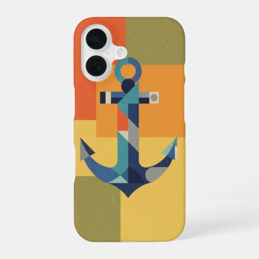 Retro-geometrische Anker iPhone 16 Hülle (Rückseite)