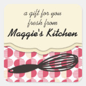 Retro-geometrische Backbäckerei Quadratischer Aufkleber (Vorderseite)