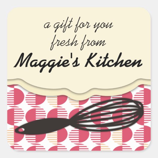 Retro-geometrische Backbäckerei Quadratischer Aufkleber (Vorderseite)