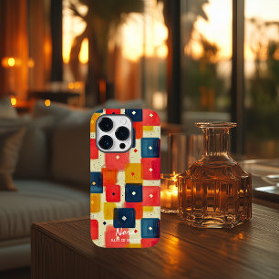 Retro-geometrische Blöcke mit individuellem Namen Case-Mate iPhone 14 Pro Hülle