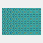 Retro Geometrische Blume Gelb blau, Aquamarin Geschenkpapier Set (Vorderseite 3)