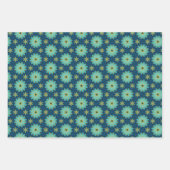 Retro Geometrische Blume Gelb blau, Aquamarin Geschenkpapier Set (Vorderseite)