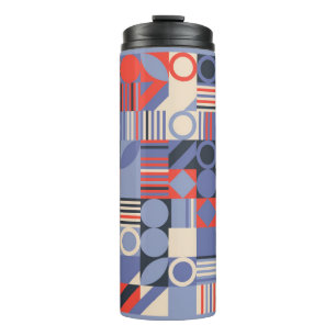 Retro-geometrische Cover-Set. Bauhaus-Retro-Design Thermosbecher