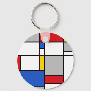 Retro-geometrische Farbkomposition im Mondrian-Sti Schlüsselanhänger