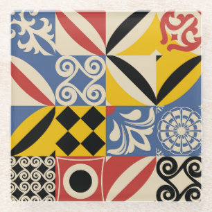 Retro-geometrische Formen: Azulejos-Fliesen. Glasuntersetzer